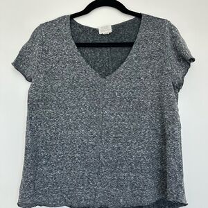 PST Los Angeles Gray Marled V-Neck Tee Soft Casual Top Size S
